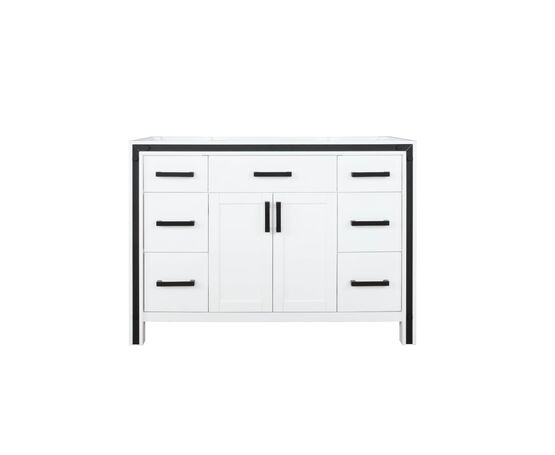 Lexora Ziva 48" - White Single Bathroom  Vanity (Options: Cultured Marble Top, White Square Sink and 34" Mirror w/ Faucet) - Lexora - Ambient Home