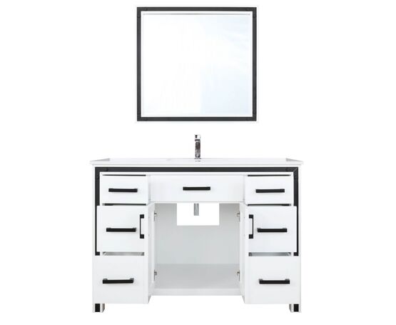 Lexora Ziva 48" - White Single Bathroom  Vanity (Options: Cultured Marble Top, White Square Sink and 34" Mirror w/ Faucet) - Lexora - Ambient Home