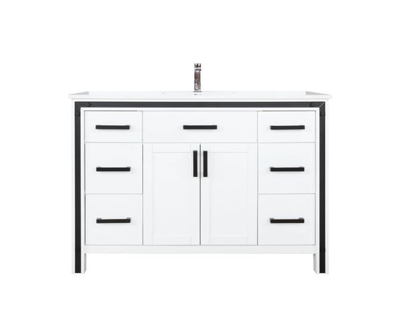 Lexora Ziva 48" - White Single Bathroom  Vanity (Options: Cultured Marble Top, White Square Sink and 34" Mirror w/ Faucet) - Lexora - Ambient Home