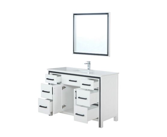 Lexora Ziva 48" - White Single Bathroom  Vanity (Options: Cultured Marble Top, White Square Sink and 34" Mirror w/ Faucet) - Lexora - Ambient Home