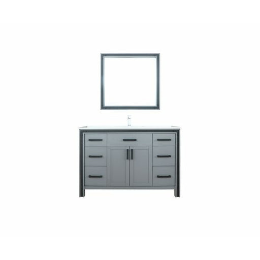 Lexora Ziva 48" - Dark Grey Single Bathroom Vanity (Options: Cultured Marble Top, White Square Sink and 34" Mirror w/ Faucet) - Lexora - Ambient Home