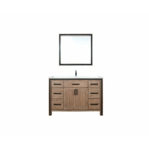 Lexora Ziva 48" - Rustic Barnwood Single Bathroom Vanity (Options: Cultured Marble Top, White Square Sink and 34" Mirror w/ Faucet) - Lexora - Ambient Home