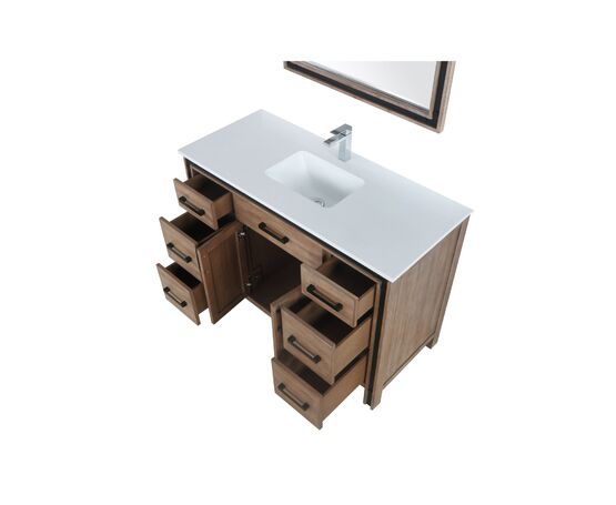 Lexora Ziva 48" - Rustic Barnwood Single Bathroom Vanity (Options: Cultured Marble Top, White Square Sink and 34" Mirror w/ Faucet) - Lexora - Ambient Home