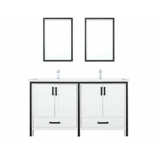 Lexora Ziva 60" - White Double Bathroom Vanity (Options: Cultured Marble Top, White Square Sink and 22" Mirrors w/ Faucet) - Lexora - Ambient Home