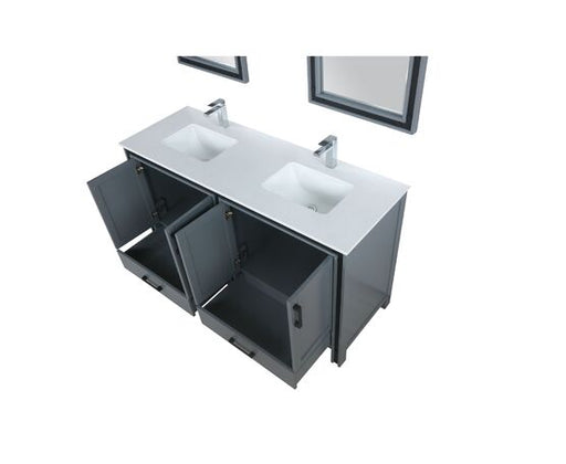 Lexora Ziva 60" - Dark Grey Double Bathroom Vanity (Options: Cultured Marble Top, White Square Sink and 22" Mirrors w/ Faucet) - Lexora - Ambient Home