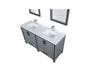 Lexora Ziva 60" - Dark Grey Double Bathroom Vanity (Options: Cultured Marble Top, White Square Sink and 22" Mirrors w/ Faucet) - Lexora - Ambient Home