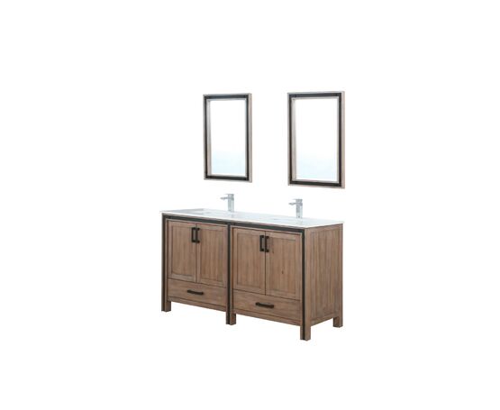 Lexora Ziva 60" - Rustic Barnwood Double Bathroom Vanity (Options: Cultured Marble Top, White Square Sink and 22" Mirrors w/ Faucet) - Lexora - Ambient Home