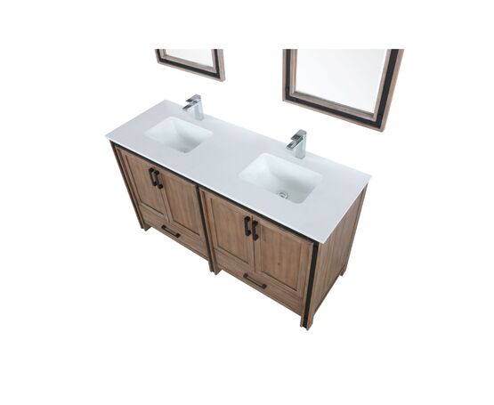 Lexora Ziva 60" - Rustic Barnwood Double Bathroom Vanity (Options: Cultured Marble Top, White Square Sink and 22" Mirrors w/ Faucet) - Lexora - Ambient Home