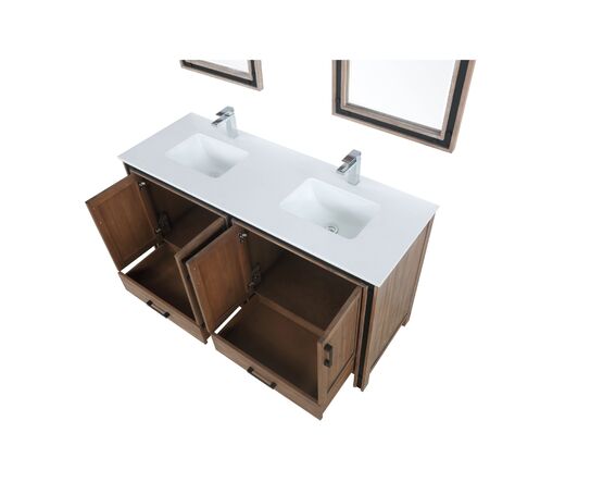 Lexora Ziva 60" - Rustic Barnwood Double Bathroom Vanity (Options: Cultured Marble Top, White Square Sink and 22" Mirrors w/ Faucet) - Lexora - Ambient Home