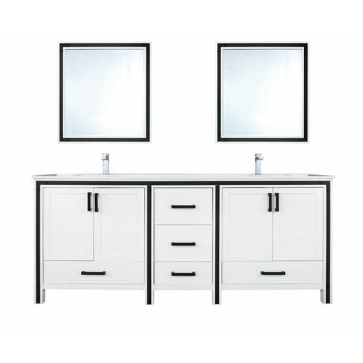 Lexora Ziva 72" - White Double Bathroom Vanity (Options: Cultured Marble Top, White Square Sink and 30" Mirrors w/ Faucet) - Lexora - Ambient Home