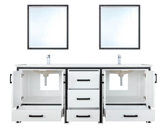 Lexora Ziva 72" - White Double Bathroom Vanity (Options: Cultured Marble Top, White Square Sink and 30" Mirrors w/ Faucet) - Lexora - Ambient Home