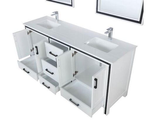 Lexora Ziva 72" - White Double Bathroom Vanity (Options: Cultured Marble Top, White Square Sink and 30" Mirrors w/ Faucet) - Lexora - Ambient Home