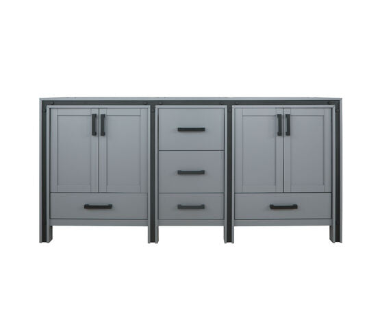 Lexora Ziva 72" - Dark Grey Double Bathroom Vanity (Options: Cultured Marble Top, White Square Sink and 30" Mirrors w/ Faucet) - Lexora - Ambient Home