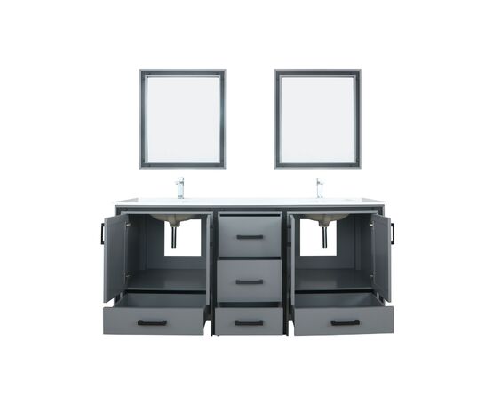 Lexora Ziva 72" - Dark Grey Double Bathroom Vanity (Options: Cultured Marble Top, White Square Sink and 30" Mirrors w/ Faucet) - Lexora - Ambient Home