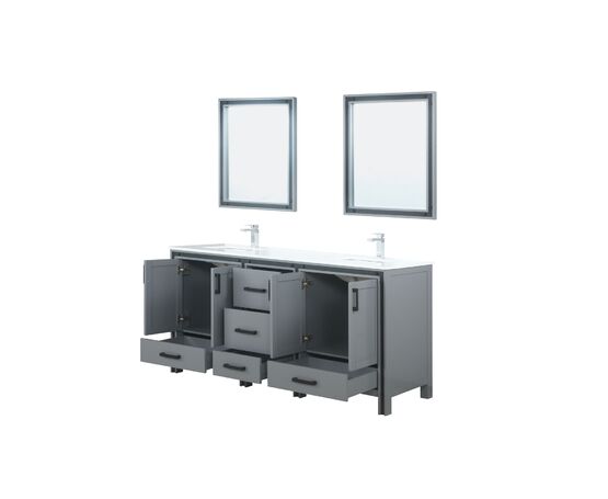 Lexora Ziva 72" - Dark Grey Double Bathroom Vanity (Options: Cultured Marble Top, White Square Sink and 30" Mirrors w/ Faucet) - Lexora - Ambient Home