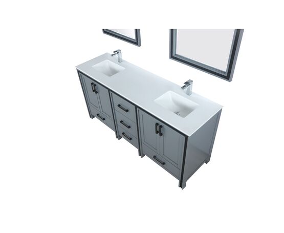Lexora Ziva 72" - Dark Grey Double Bathroom Vanity (Options: Cultured Marble Top, White Square Sink and 30" Mirrors w/ Faucet) - Lexora - Ambient Home