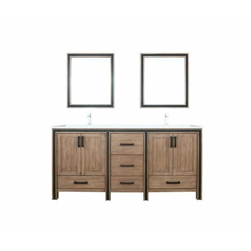 Lexora Ziva 72" - Rustic Barnwood Double Bathroom Vanity (Options: Cultured Marble Top, White Square Sink and 30" Mirrors w/ Faucet) - Lexora - Ambient Home