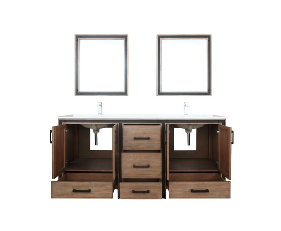 Lexora Ziva 72" - Rustic Barnwood Double Bathroom Vanity (Options: Cultured Marble Top, White Square Sink and 30" Mirrors w/ Faucet) - Lexora - Ambient Home