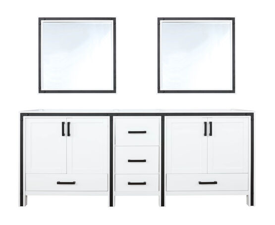 Lexora Ziva 80" - White Double Bathroom Vanity (Options: Cultured Marble Top, White Square Sink and 30" Mirrors w/ Faucet) - Lexora - Ambient Home