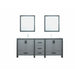 Lexora Ziva 80" - Dark Grey Double Bathroom Vanity (Options: Cultured Marble Top, White Square Sink and 30" Mirrors w/ Faucet) - Lexora - Ambient Home