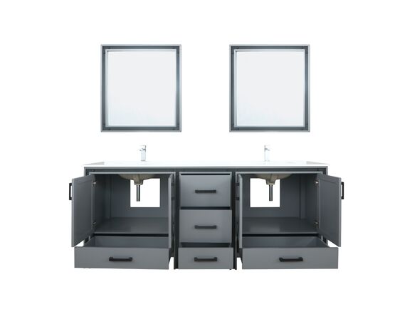 Lexora Ziva 80" - Dark Grey Double Bathroom Vanity (Options: Cultured Marble Top, White Square Sink and 30" Mirrors w/ Faucet) - Lexora - Ambient Home