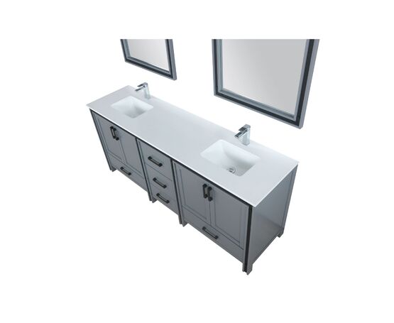 Lexora Ziva 80" - Dark Grey Double Bathroom Vanity (Options: Cultured Marble Top, White Square Sink and 30" Mirrors w/ Faucet) - Lexora - Ambient Home