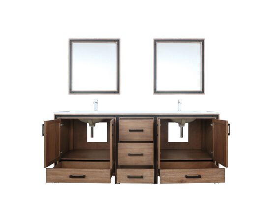 Lexora Ziva 80" - Rustic Barnwood Double Bathroom Vanity (Options: Cultured Marble Top, White Square Sink and 30" Mirrors w/ Faucet) - Lexora - Ambient Home