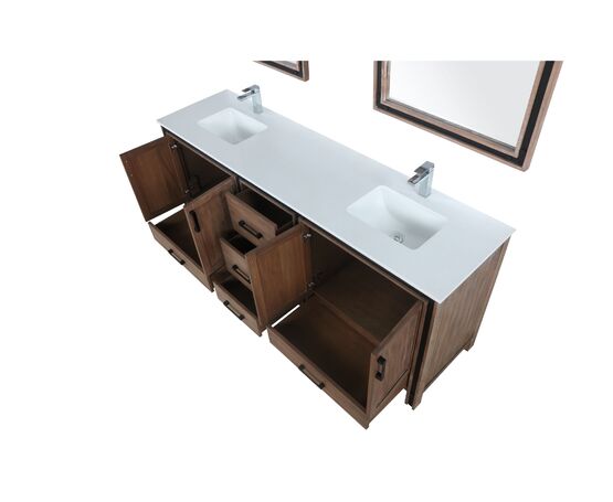 Lexora Ziva 80" - Rustic Barnwood Double Bathroom Vanity (Options: Cultured Marble Top, White Square Sink and 30" Mirrors w/ Faucet) - Lexora - Ambient Home