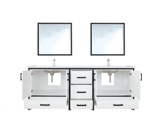 Lexora Ziva 84" - White Double Bathroom Vanity (Options: Cultured Marble Top, White Square Sink and 34" Mirrors w/ Faucet) - Lexora - Ambient Home