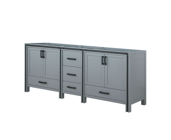 Lexora Ziva 84" - Dark Grey Double Bathroom Vanity (Options: Cultured Marble Top, White Square Sink and 34" Mirrors w/ Faucet) - Lexora - Ambient Home