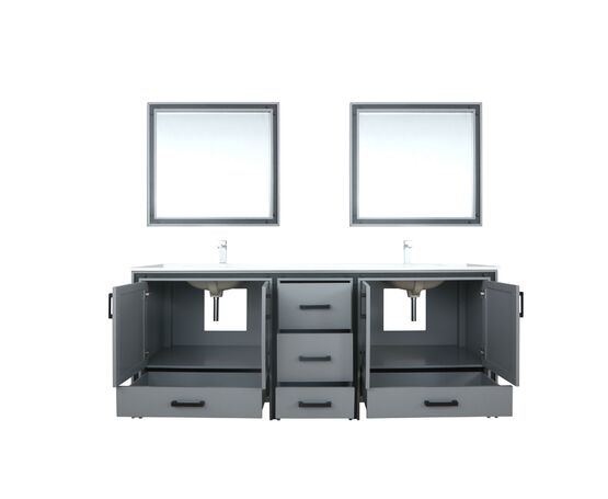 Lexora Ziva 84" - Dark Grey Double Bathroom Vanity (Options: Cultured Marble Top, White Square Sink and 34" Mirrors w/ Faucet) - Lexora - Ambient Home