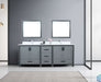 Lexora Ziva 84" - Dark Grey Double Bathroom Vanity (Options: Cultured Marble Top, White Square Sink and 34" Mirrors w/ Faucet) - Lexora - Ambient Home