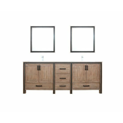 Lexora Ziva 84" - Rustic Barnwood Double Bathroom Vanity (Options: Cultured Marble Top, White Square Sink and 34" Mirrors w/ Faucet) - Lexora - Ambient Home