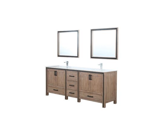 Lexora Ziva 84" - Rustic Barnwood Double Bathroom Vanity (Options: Cultured Marble Top, White Square Sink and 34" Mirrors w/ Faucet) - Lexora - Ambient Home