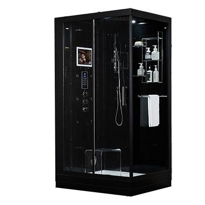 Maya Bath Lucca Black-Steam Shower w/ TV - 47" x 33" x 88" - Maya Bath - Ambient Home