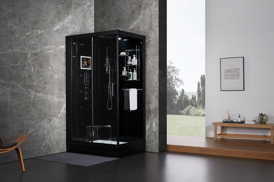 Maya Bath Lucca Black-Steam Shower w/ TV - 47" x 33" x 88" - Maya Bath - Ambient Home