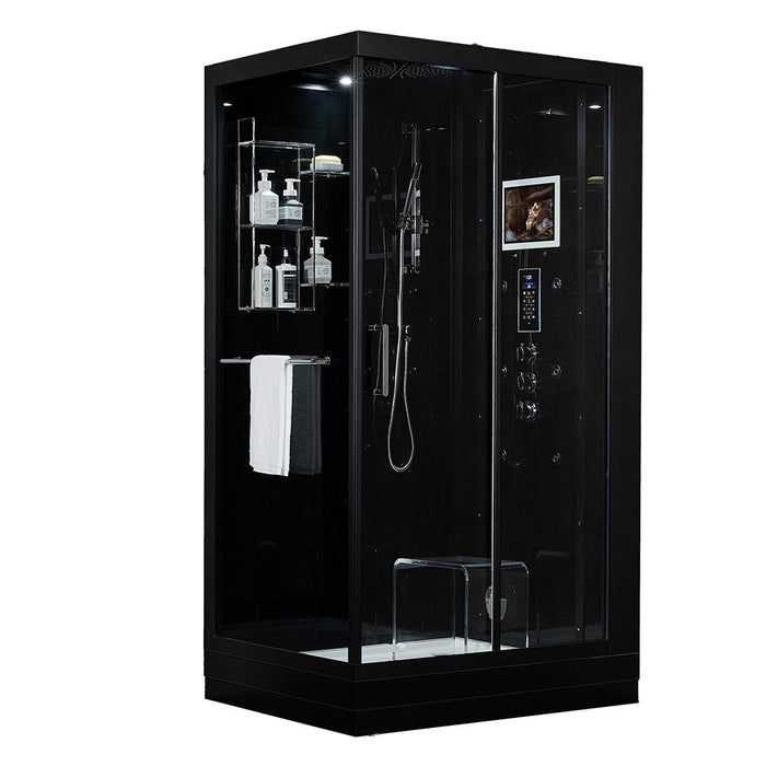 Maya Bath Lucca Black-Steam Shower w/ TV - 47" x 33" x 88" - Maya Bath - Ambient Home