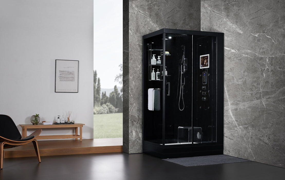 Maya Bath Lucca Black-Steam Shower w/ TV - 47" x 33" x 88" - Maya Bath - Ambient Home