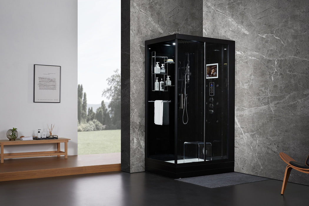 Maya Bath Lucca Black-Steam Shower w/ TV - 47" x 33" x 88" - Maya Bath - Ambient Home