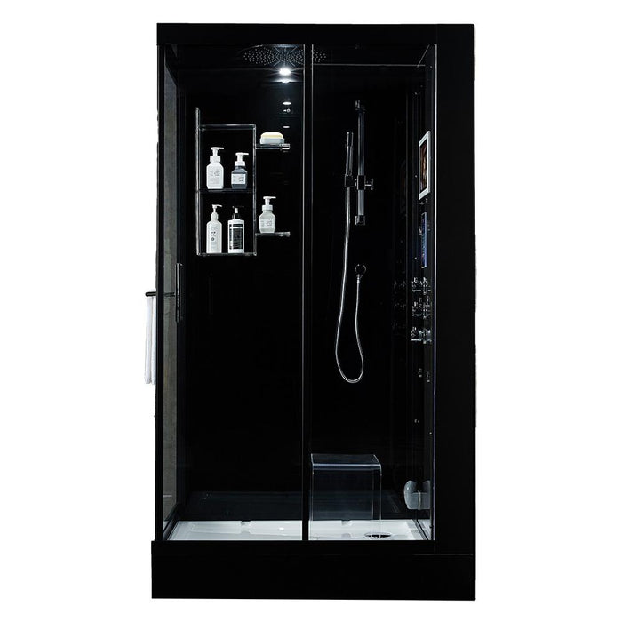 Maya Bath Lucca Black-Steam Shower w/ TV - 47" x 33" x 88" - Maya Bath - Ambient Home