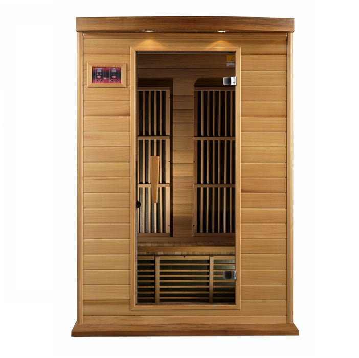 Golden Designs Maxxus 2 Per Low EMF FAR Infrared Carbon Canadian Red Cedar Sauna - Golden Designs - Ambient Home