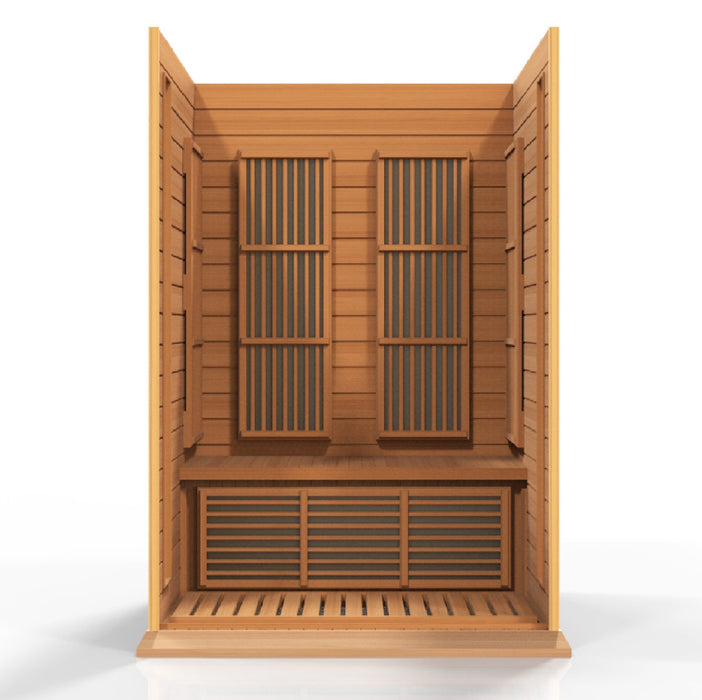 Golden Designs Maxxus 2 Per Low EMF FAR Infrared Carbon Canadian Red Cedar Sauna - Golden Designs - Ambient Home