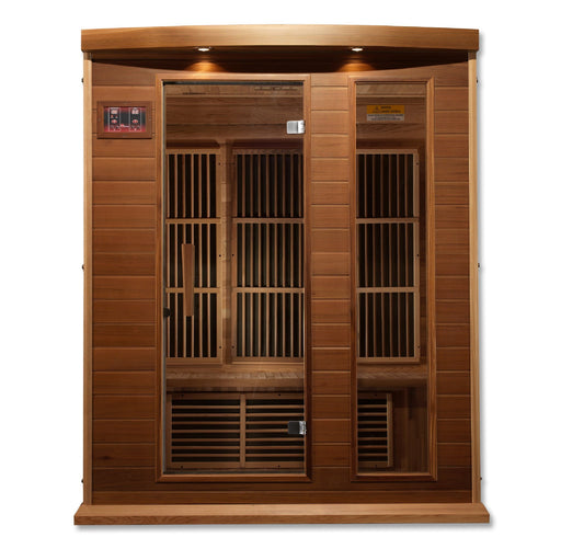 Golden Designs Maxxus 3 Per Low EMF FAR Infrared Carbon Canadian Red Cedar  Sauna - Golden Designs - Ambient Home