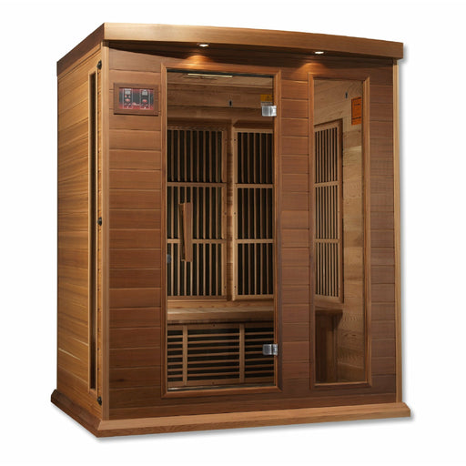 Golden Designs Maxxus 3 Per Low EMF FAR Infrared Carbon Canadian Red Cedar  Sauna - Golden Designs - Ambient Home