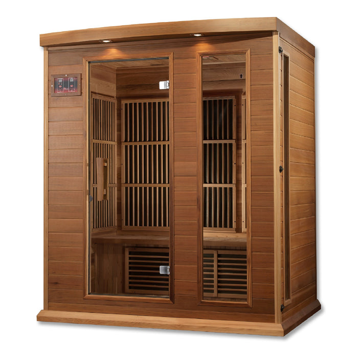 Golden Designs Maxxus 3 Per Low EMF FAR Infrared Carbon Canadian Red Cedar  Sauna - Golden Designs - Ambient Home