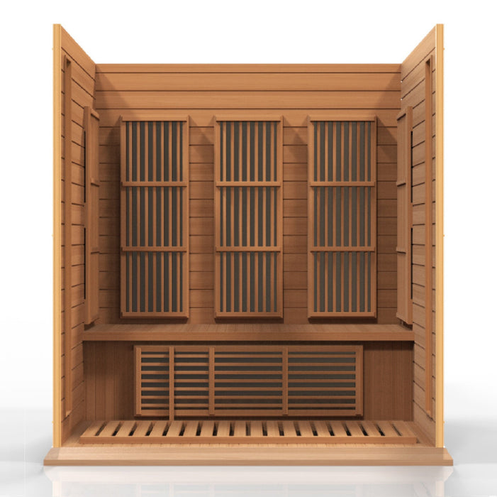 Golden Designs Maxxus 3 Per Low EMF FAR Infrared Carbon Canadian Red Cedar  Sauna - Golden Designs - Ambient Home