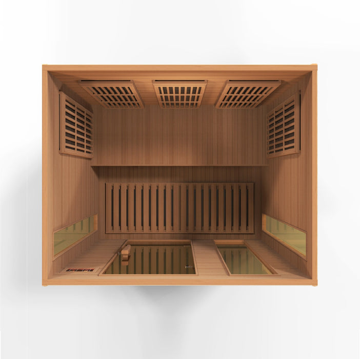 Golden Designs Maxxus 3 Per Low EMF FAR Infrared Carbon Canadian Red Cedar  Sauna - Golden Designs - Ambient Home