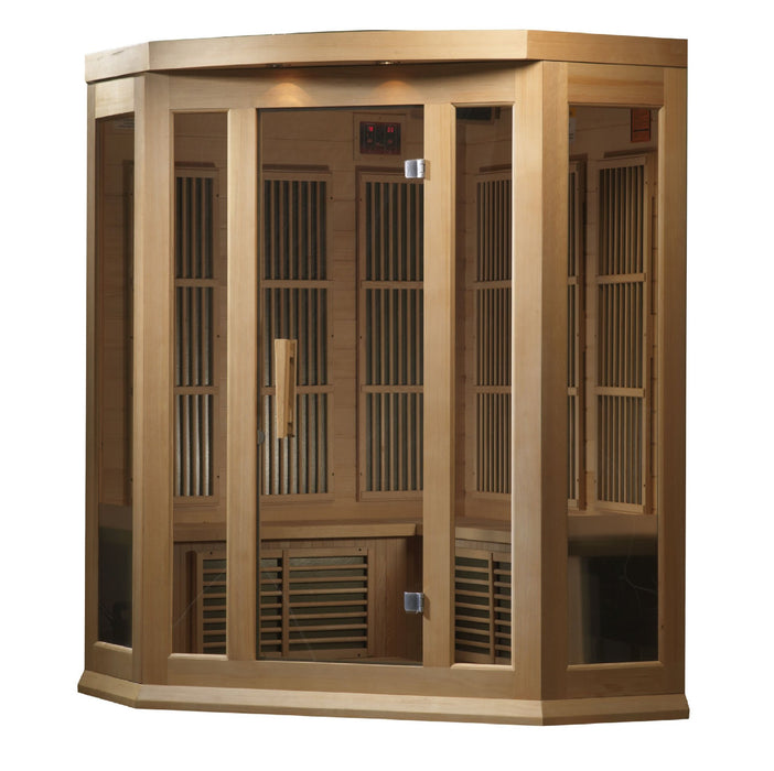 Golden Designs Maxxus 3 Per Corner Low EMF FAR Infrared Carbon Canadian Hemlock Sauna - Golden Designs - Ambient Home