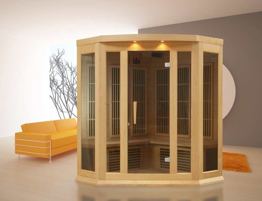 Golden Designs Maxxus 3 Per Corner Low EMF FAR Infrared Carbon Canadian Hemlock Sauna - Golden Designs - Ambient Home