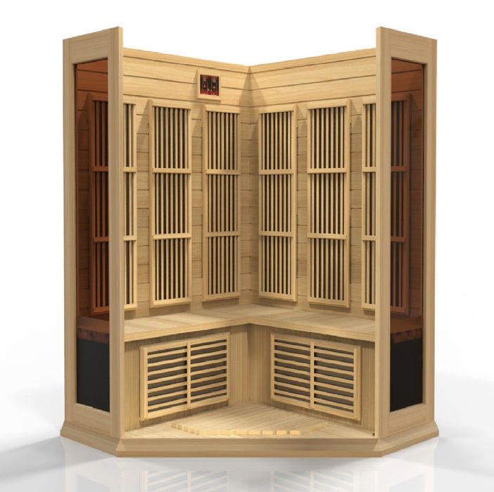 Golden Designs Maxxus 3 Per Corner Low EMF FAR Infrared Carbon Canadian Hemlock Sauna - Golden Designs - Ambient Home